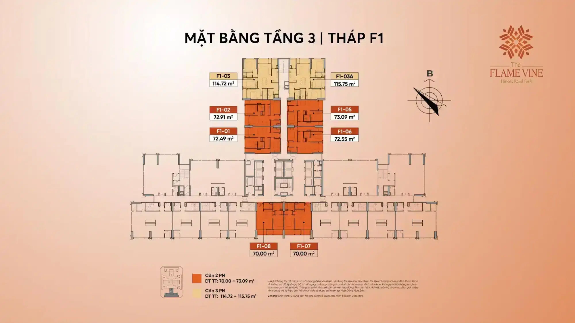 Mat bang tang 3 thap f1 The Flame Vine Hinode Royal Park