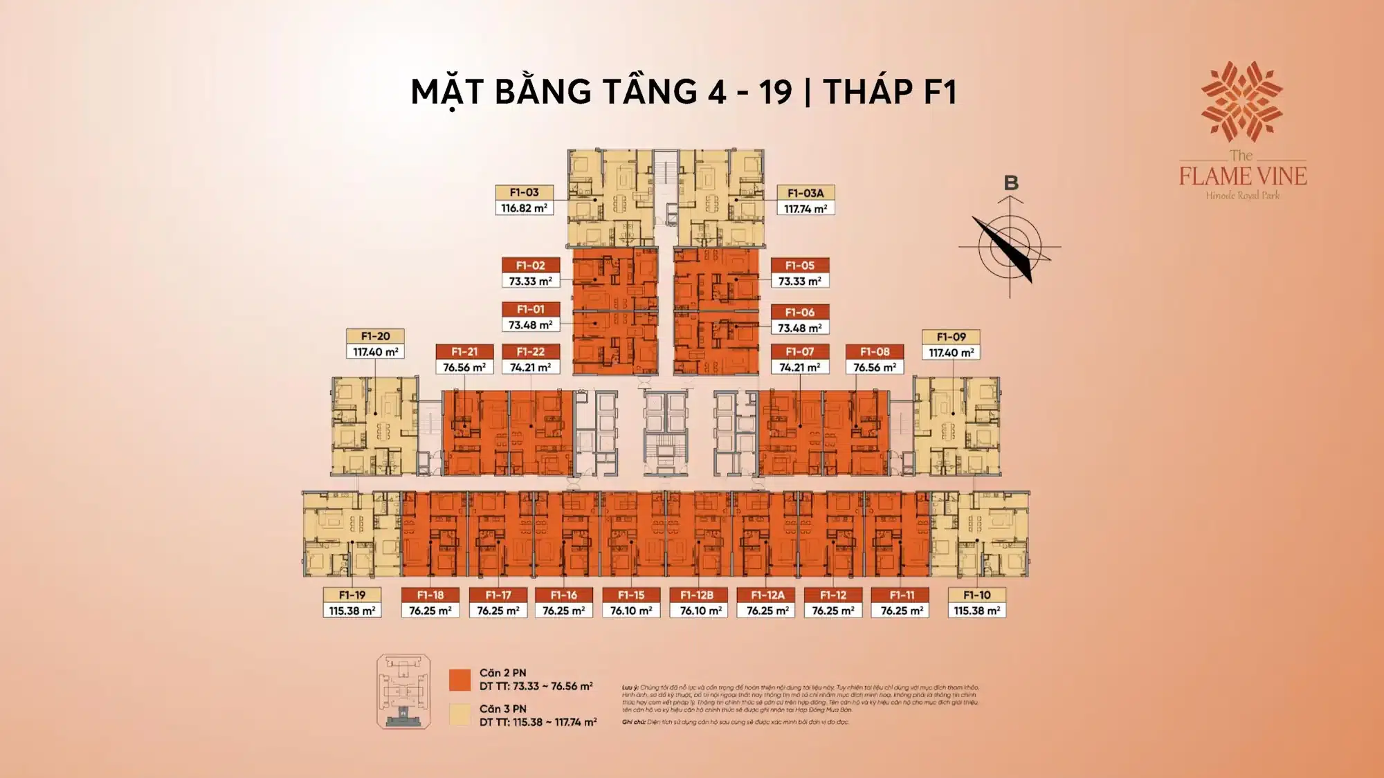 Mat bang tang 4 19 thap f1 The Flame Vine Hinode Royal Park